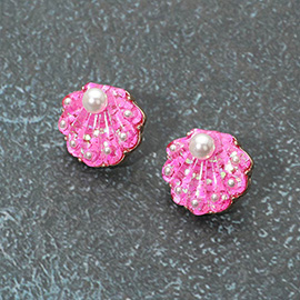 Pearl Confetti Glittered Sea Shell Stud Earrings