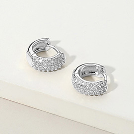 CZ Stone Paved Huggie Hoop Earrings