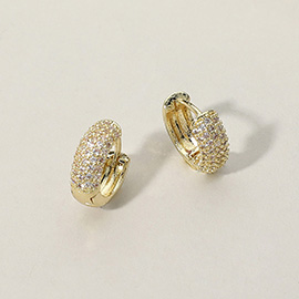 CZ Stone Paved Huggie Hoop Earrings