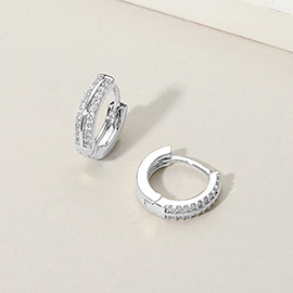 CZ Stone Paved Huggie Hoop Earrings