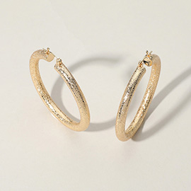 Textured Metal Hoop Pin Catch Earrings