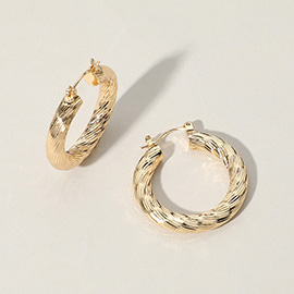 Twisted Metal Hoop Pin Catch Earrings