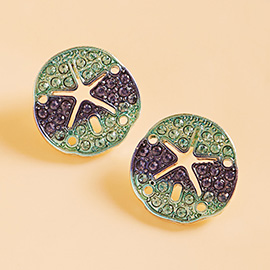 Ombre Stone Paved Sand Dollar Stud Earrings