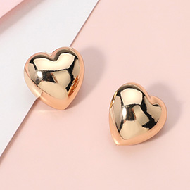 Puffy Metal Heart Earrings