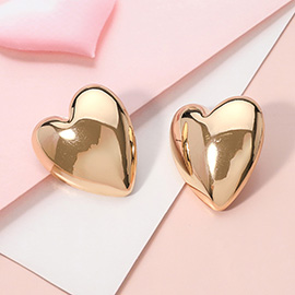 Puffy Metal Heart Earrings