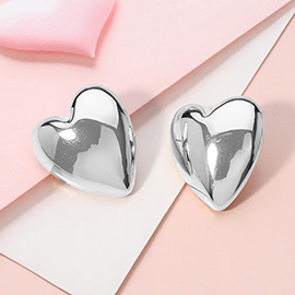 Puffy Metal Heart Earrings