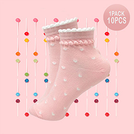 10Pairs - Heart Pattern Printed Socks