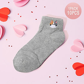 10Pairs - Cat Face Pointed Socks