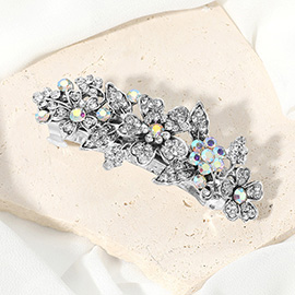 Stone Paved Flower Leaves Embellished Barrette