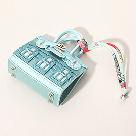 House Printed Faux Leather Elegant and Stylish Mini Purse / Bag Charm