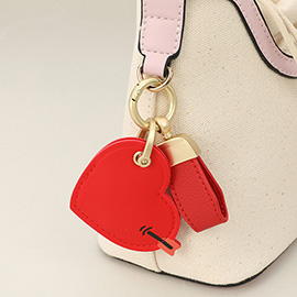 Faux Leather Heart Keychain / Bag Charm