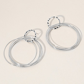 Multi Metal Wire Hoop Link Earrings