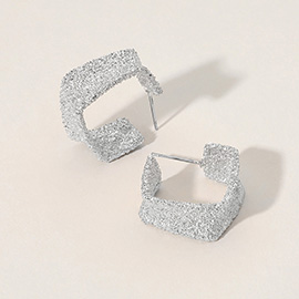 Textured Metal Square Hoop Earrings