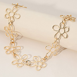 Metal Wire Flower Link Necklace