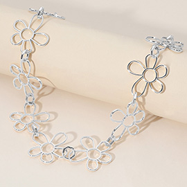 Metal Wire Flower Link Necklace