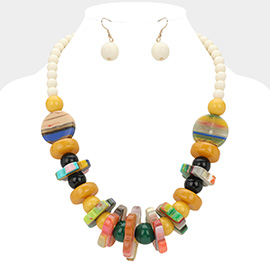 Chunky Geometric Resin Beaded Statement Necklace