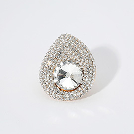 Round Glass Stone Paved Stretch Ring