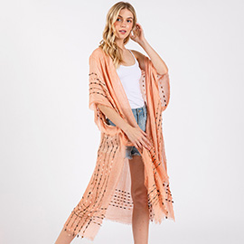 Colored Stitch Cover Up Kimono Poncho