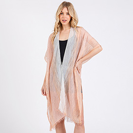 Striped Two Tone Cover Up Kimono Poncho