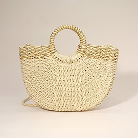 Weave Round Handle Straw Handbag / Crossbody Bag