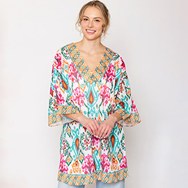 Ikat Print Cover Up Poncho
