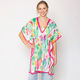 Watercolor Print Cover Up Poncho
