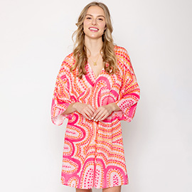 Abstract Print Cover Up Poncho
