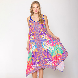 Abstract Print Sleeveless Maxi Dress