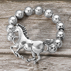 Metal Western Horse Metal Ball Beaded Stretch Bracelet