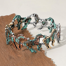 Western Metal Horse Link Stretch Bracelet