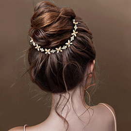 Marquise Round Stone Flower Vine Bun Wrap Headpiece