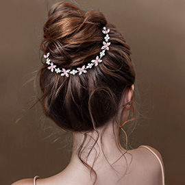 Marquise Round Stone Flower Vine Bun Wrap Headpiece