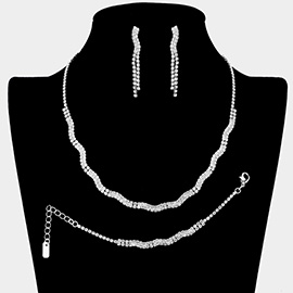 Wavy Rhinestone Paved Jewelry Set