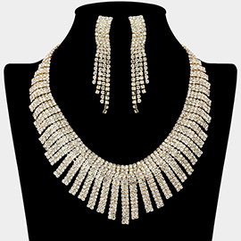 Rhinestone Paved Bar Collar Necklace