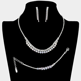 Rhinestone Paved Square Collar Jewelry Set