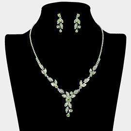 Rhinestone Paved Marquise Stone Stem Necklace