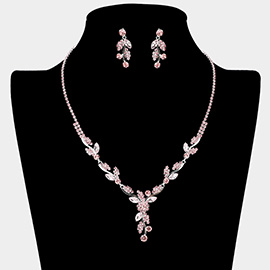 Rhinestone Paved Marquise Stone Stem Necklace