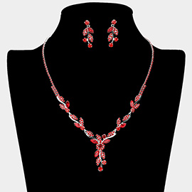 Rhinestone Paved Marquise Stone Stem Necklace