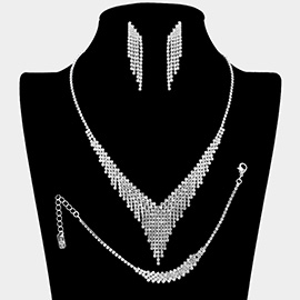 Rhinestone Paved Fringe Jewelry Set