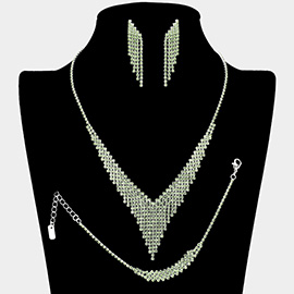 Rhinestone Paved Fringe Jewelry Set