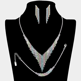 Rhinestone Paved Fringe Jewelry Set