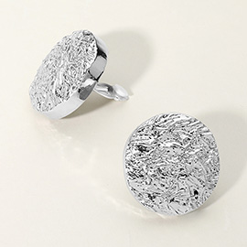 Textured Metal Disc Clip On Earrings