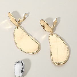 Oversized Metal Abstract Teardrop Plate Dangle Earrings