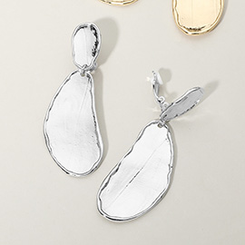 Oversized Metal Abstract Teardrop Plate Dangle Earrings