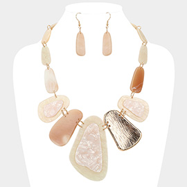 Celluloid Acetate Abstract Oval Link Statement Necklace