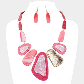 Celluloid Acetate Abstract Oval Link Statement Necklace