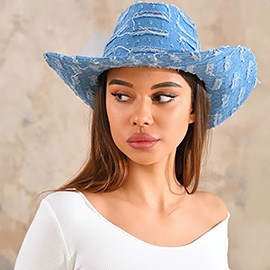 Vintage Distressed Denim Western Cowboy Hat