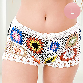 LARGE - Granny Square Crochet Shorts