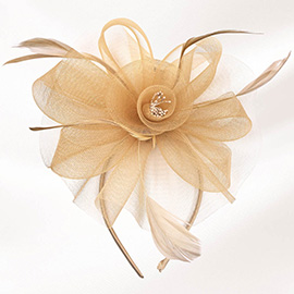 Feather Mesh Flower Fascinator / Headband