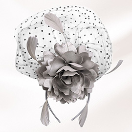 Flower Feather Veil Fascinator / Headband